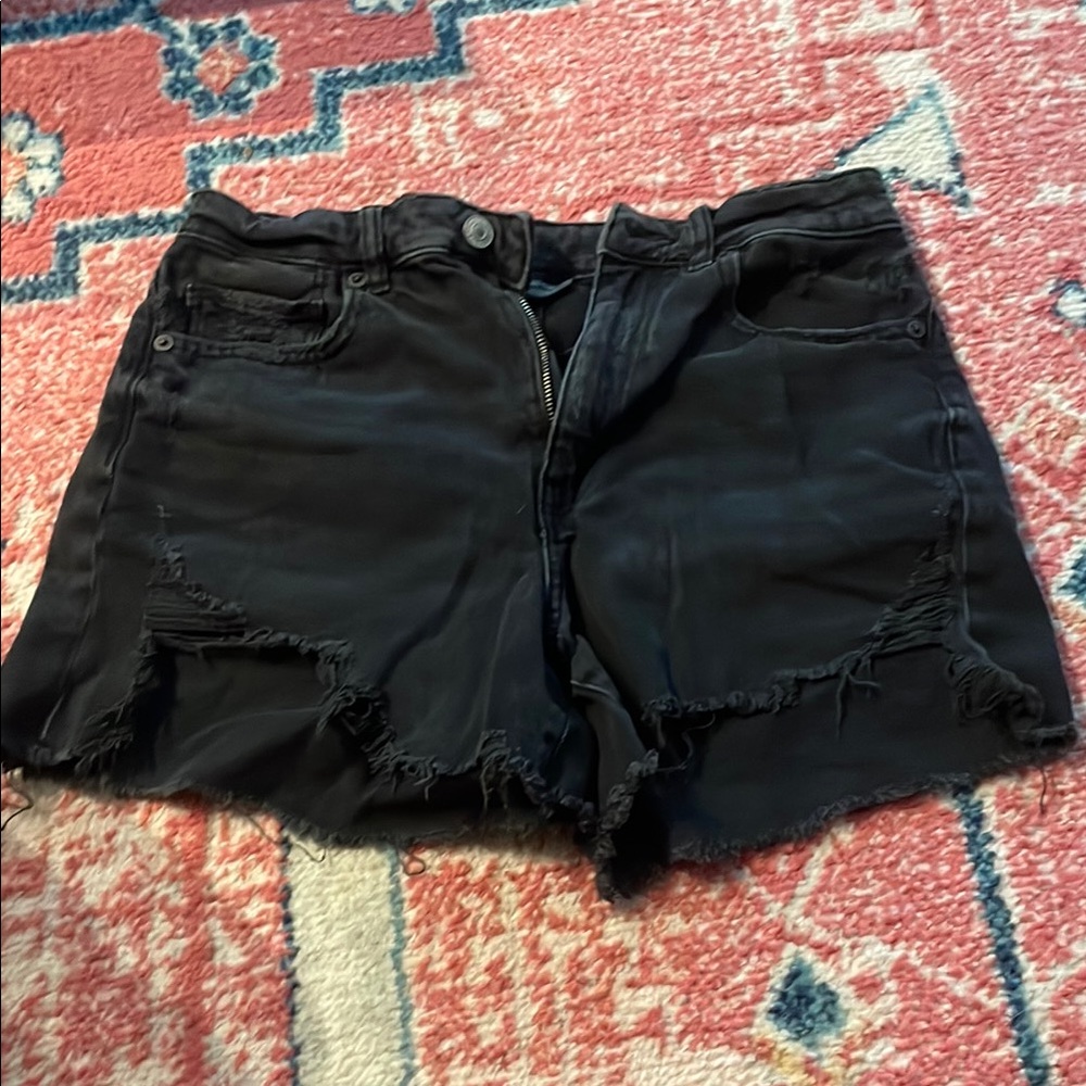 American Eagle Outfitters Black Distressed Jean Shorts